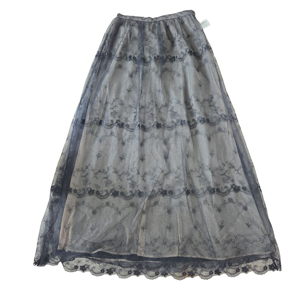 NWT VTG Chetta B Sherrie Bloom Noviello Maxi Evening Skirt Size 6 Black Lace
